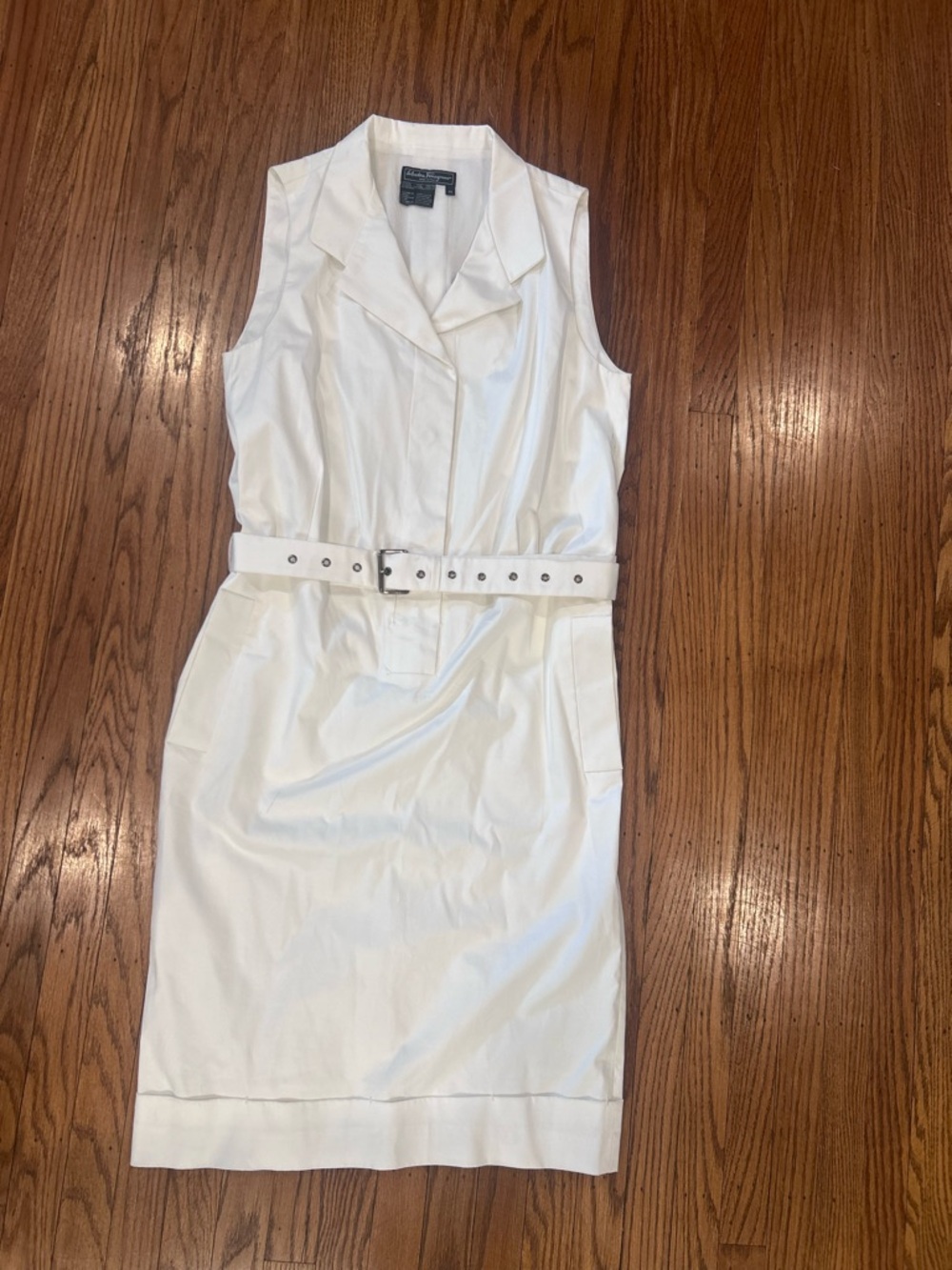 Salvatore Ferragamo White Sleeveless Trench Dress with Belt IT46